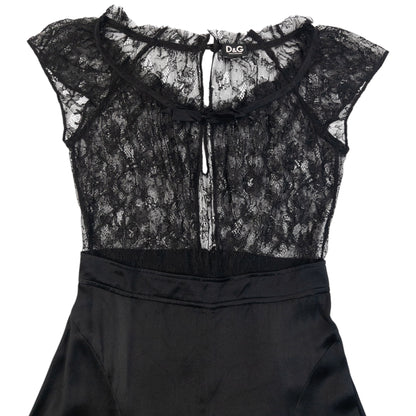 Vintage 2000s Dolce & Gabbana Lace Top Silk Dress Womens Size S
