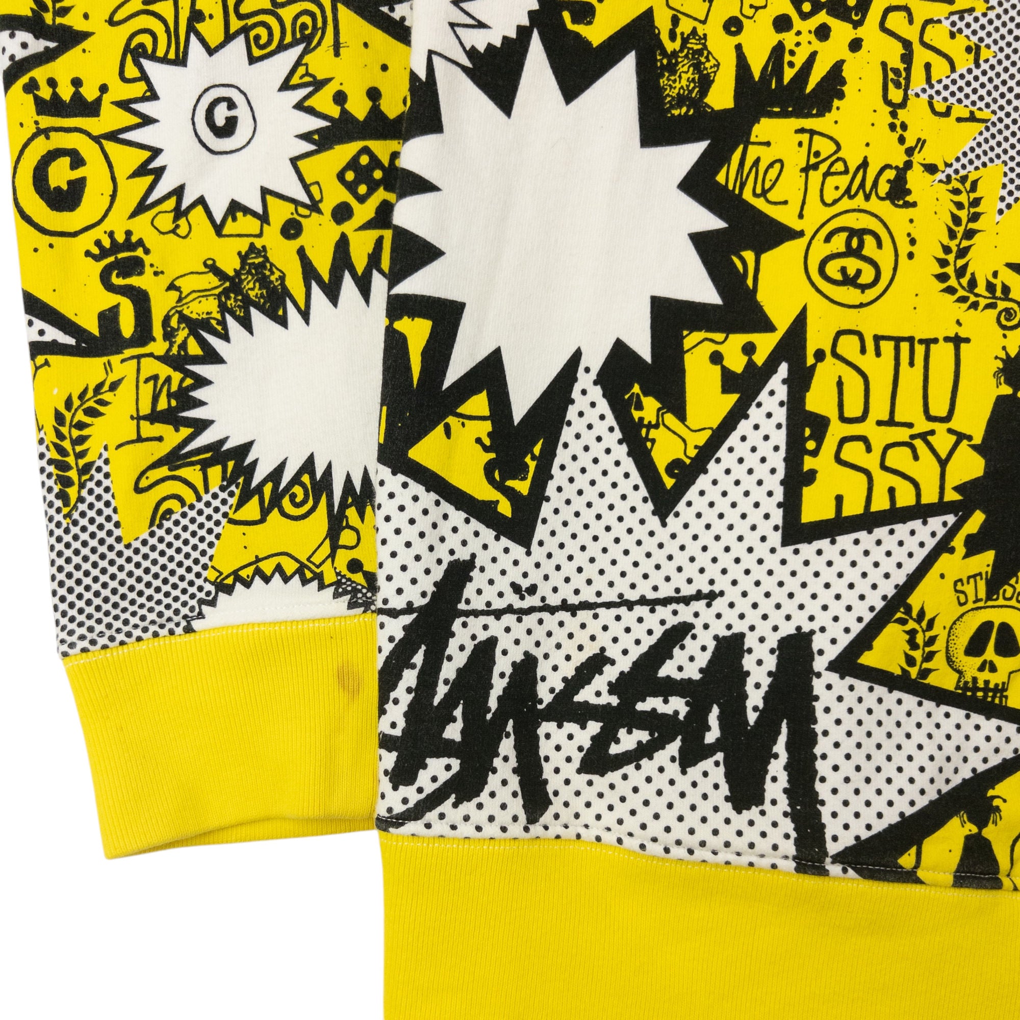Vintage Stussy Comic Graffiti Zip Up Hoodie Size M