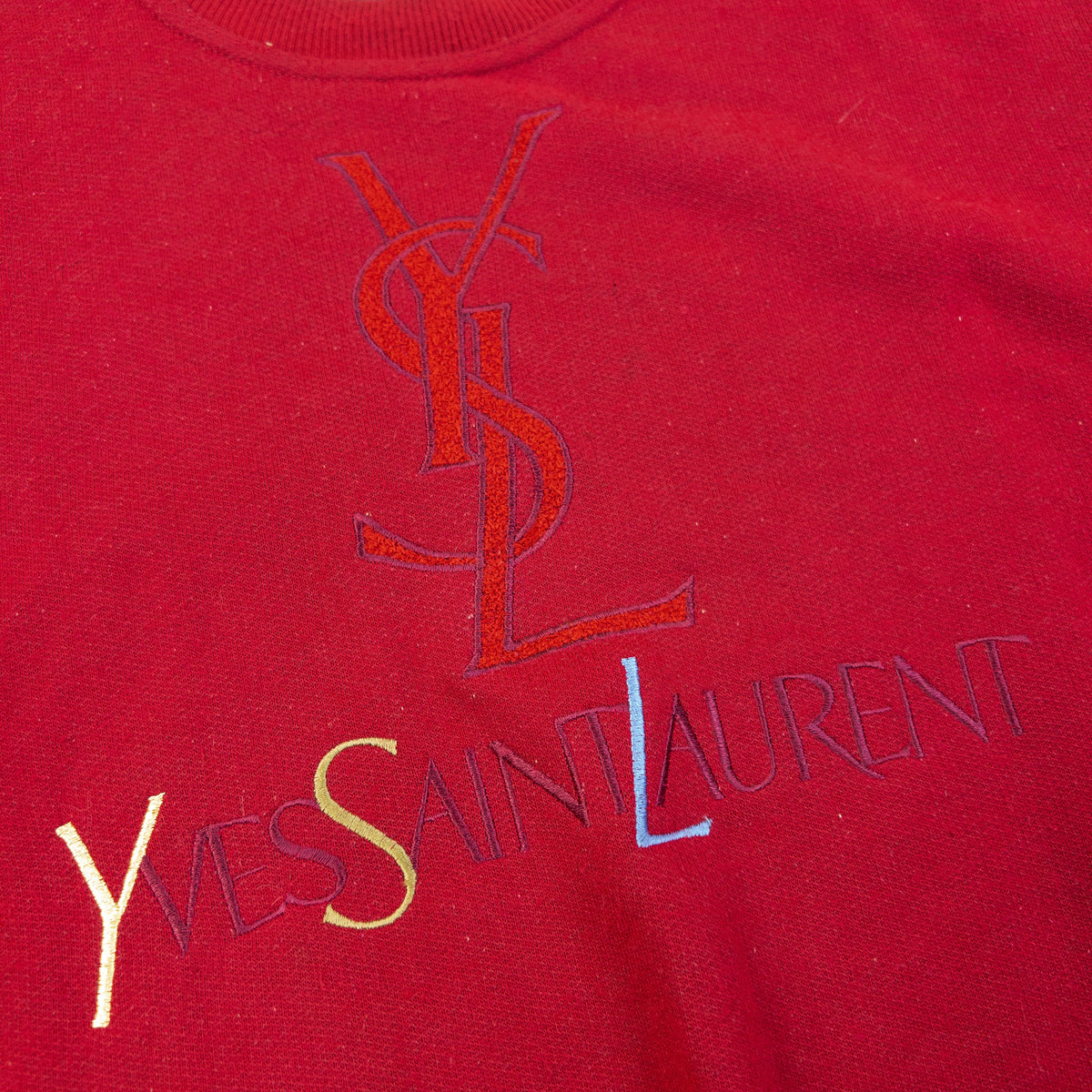 Vintage 90s YSL Yves Saint Laurent Embroidered Sweatshirt Size M