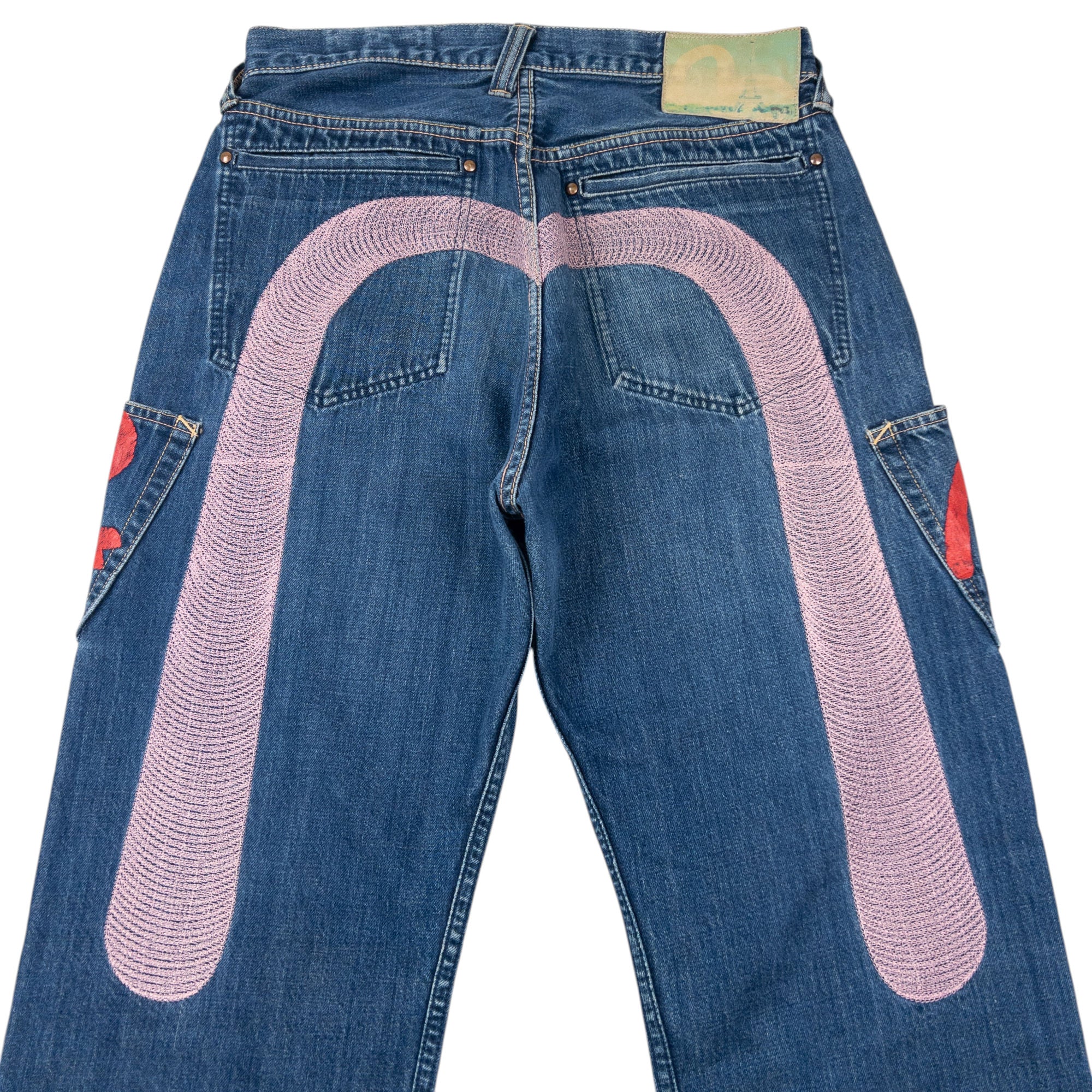 Vintage 90s Evisu Embroidered Daicock & Robot Gull Japanese Denim Jeans Size W31
