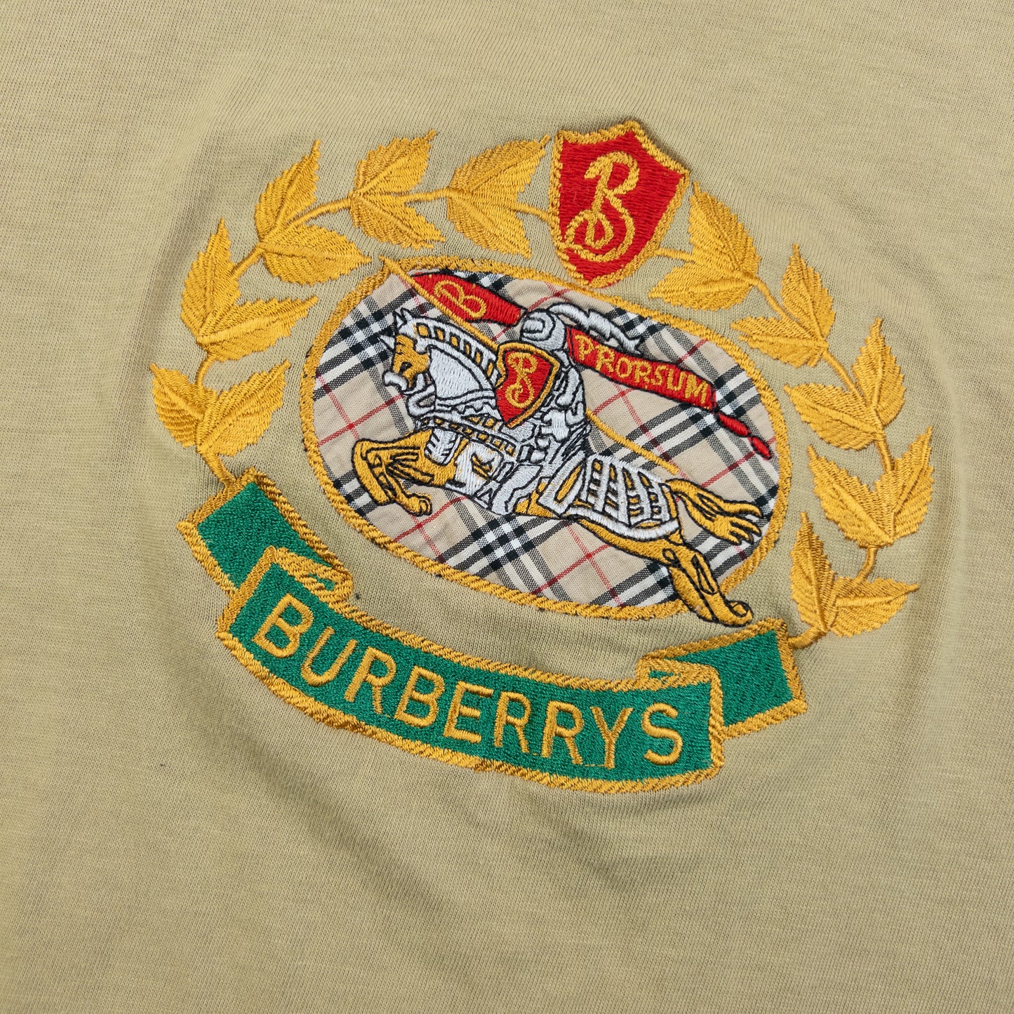 Vintage 90s Burberry Embroidered T Shirt Size S