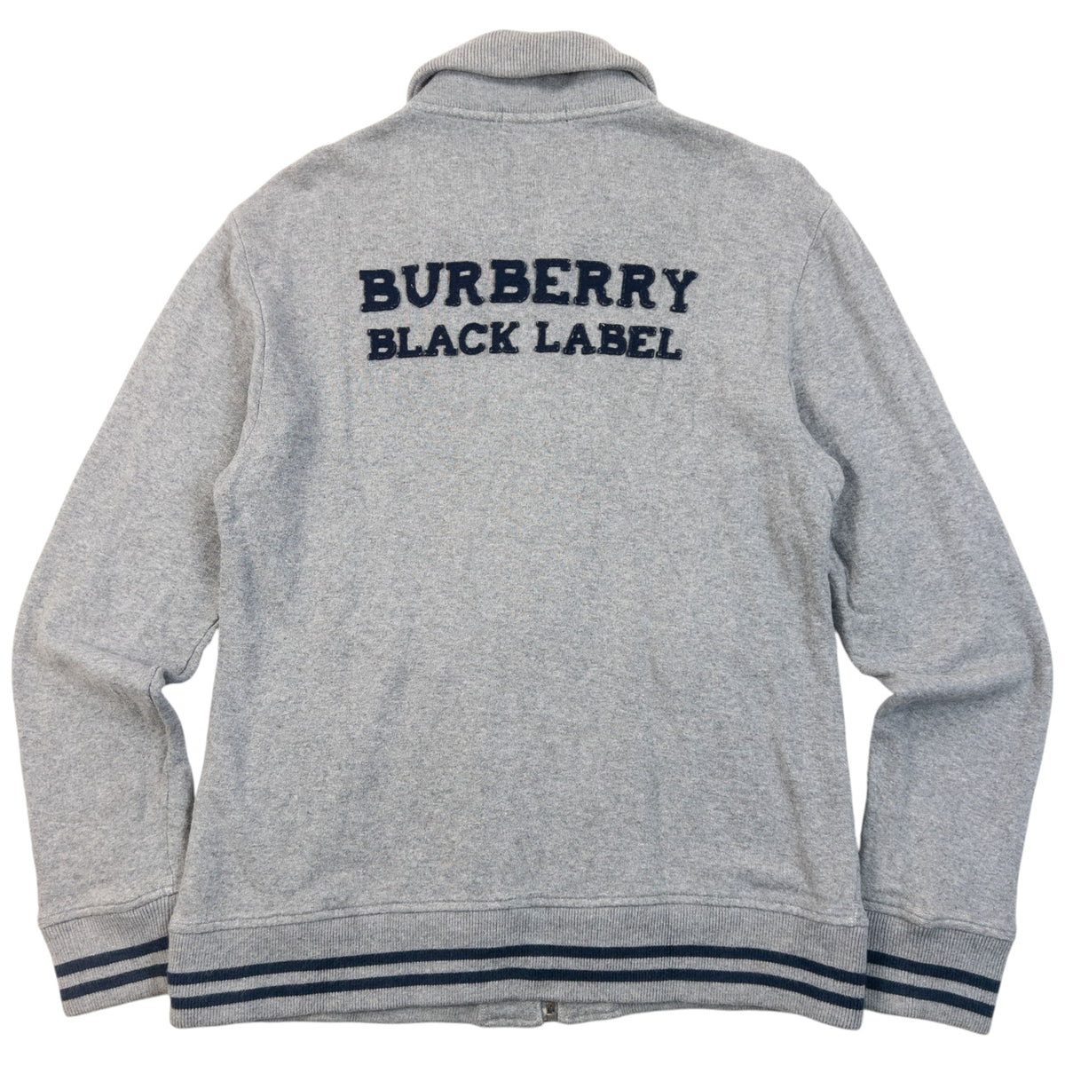 Vintage 2000s Burberry Black Label Zip Up Sweatshirt in grey, embroidered logo and back applique design
