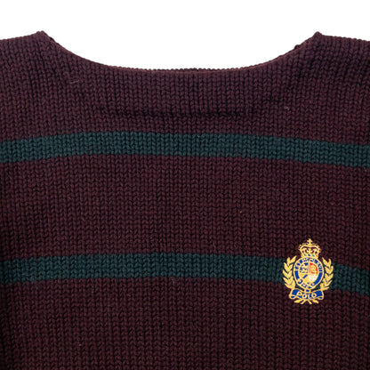 Vintage 90s Polo Ralph Lauren Crest Striped Knit Wool Jumper Size XL