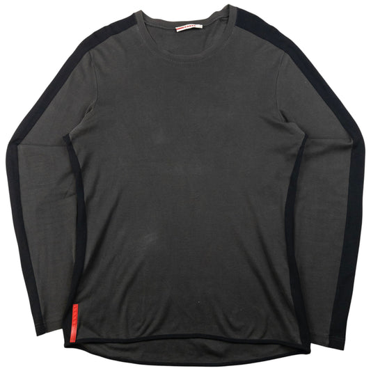 Vintage Prada Sport Mesh Detail Long Sleeve T Shirt Size M