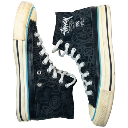 Vintage Stussy World Tour High Top Trainers Size UK 9