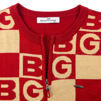Vintage 90s Balenciaga Monogram Q Zip Sweater Vest Womens Size M