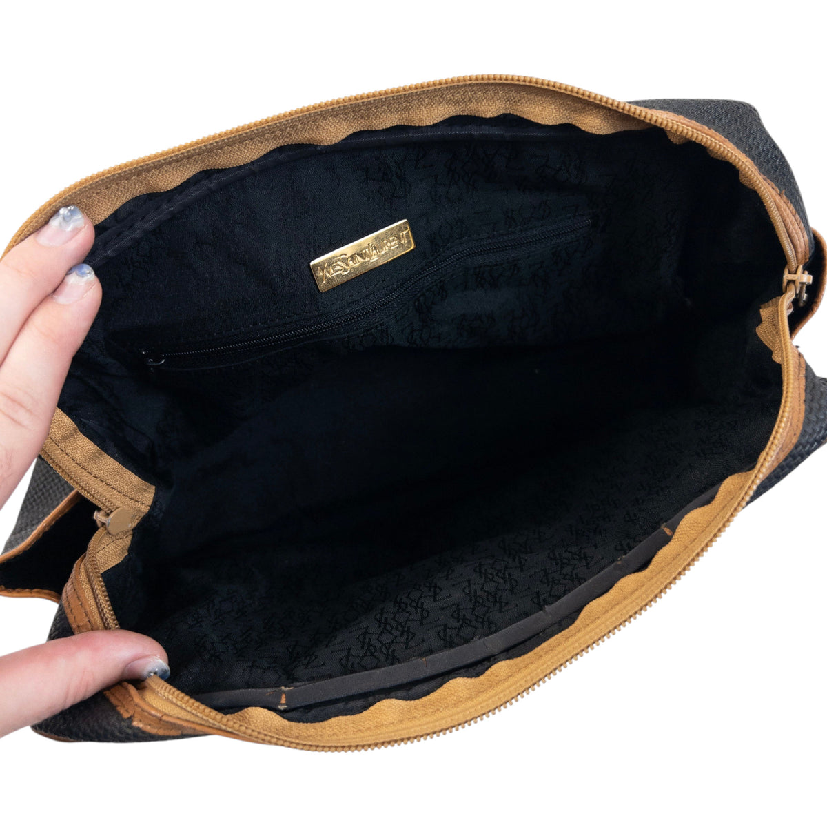 Vintage 90s YSL Yves Saint Laurent Leather Handbag in black, photo 4