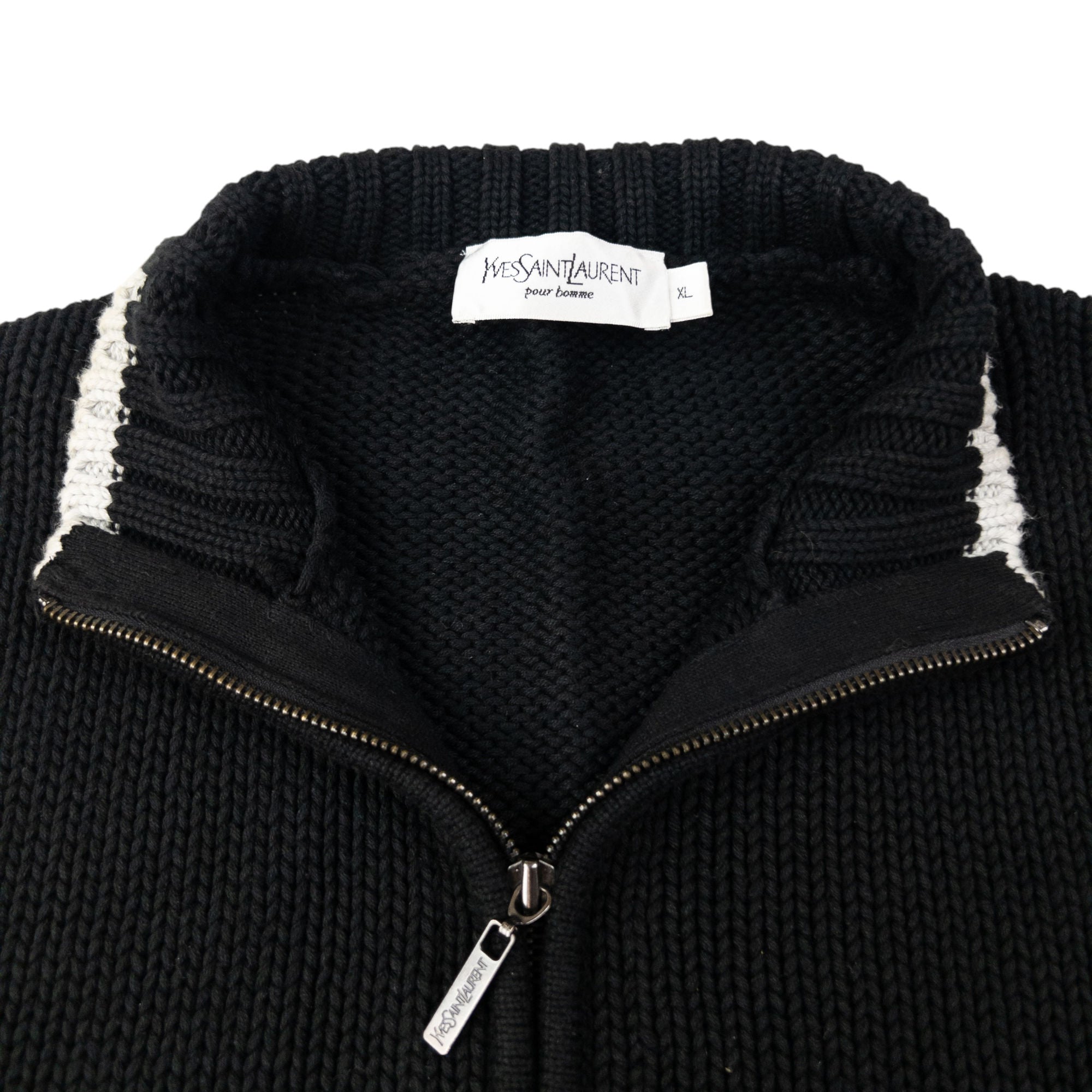 Vintage YSL Yves Saint Laurent Zip Up Knit Jumper Size XL