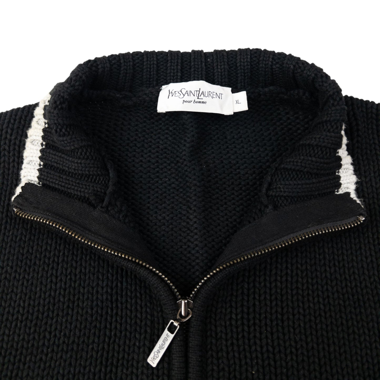 Vintage YSL Yves Saint Laurent Zip Up Knit Jumper Size XL