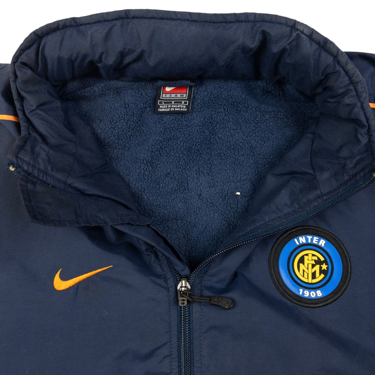 Vintage Nike FC Internationale Milan Fleece Lined Training Jacket Size XL