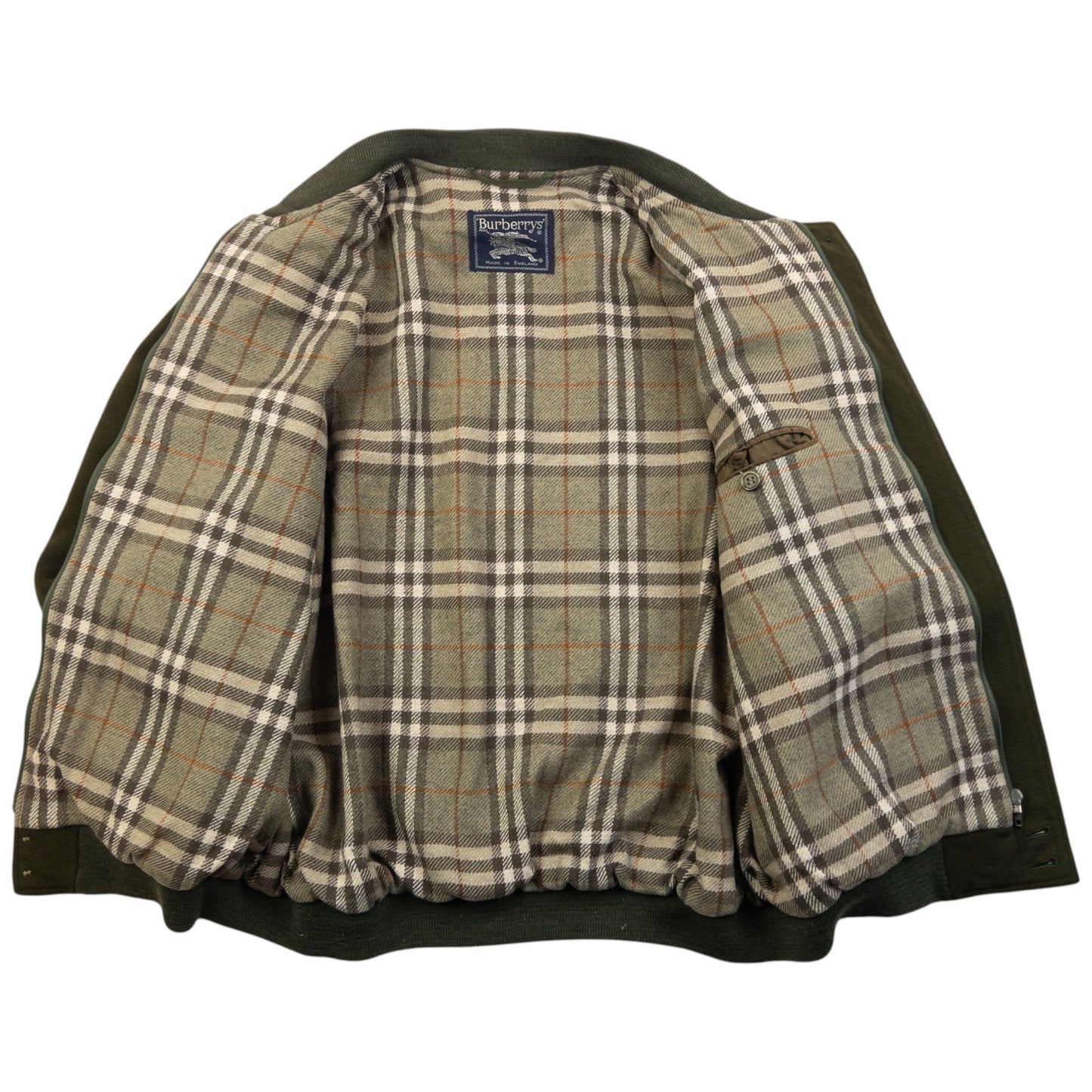 Vintage 90s Burberry Nova Check Lined Wool Bomber Jacket Size XL