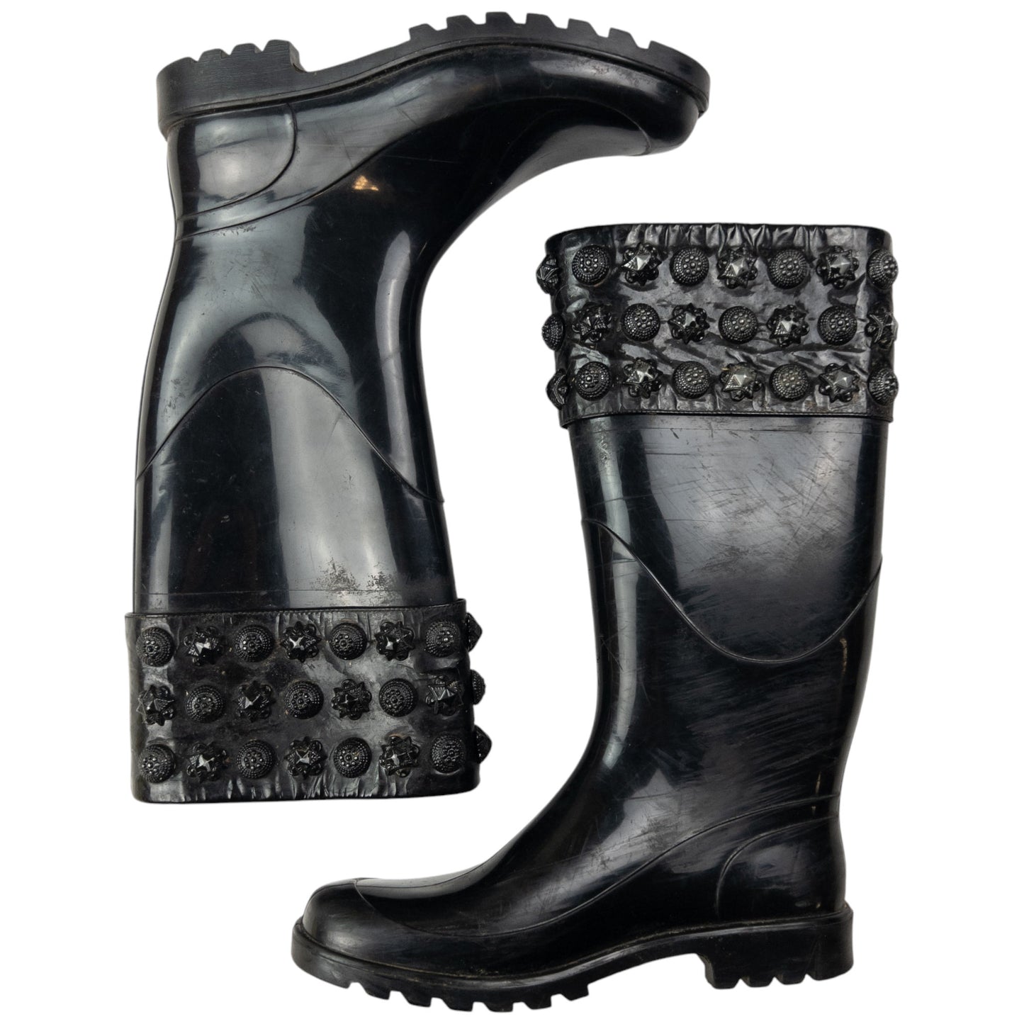 Vintage Burberry Studded Wellington Boots Womens Size UK 4