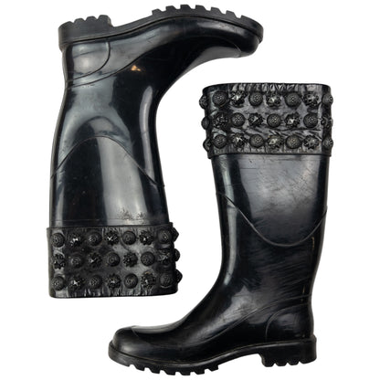 Vintage Burberry Studded Wellington Boots Womens Size UK 4