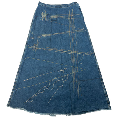 Vintage 90s Hysteric Glamour Embroidered Denim Skirt Womens Size W27