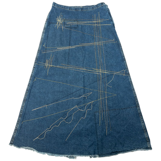 Vintage 90s Hysteric Glamour Embroidered Denim Skirt Womens Size W27