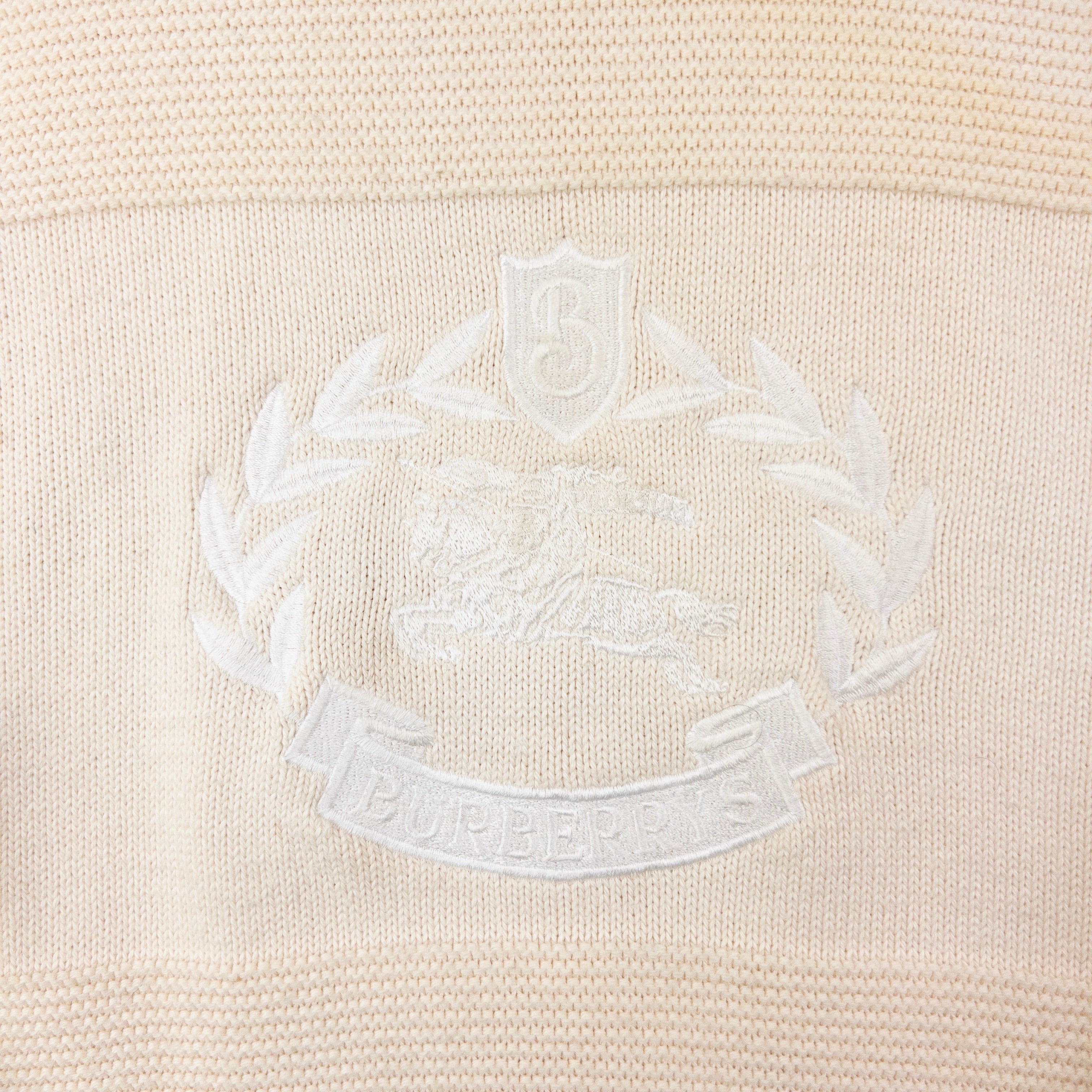 Vintage 90s Burberry Embroidered Knit Jumper Size M