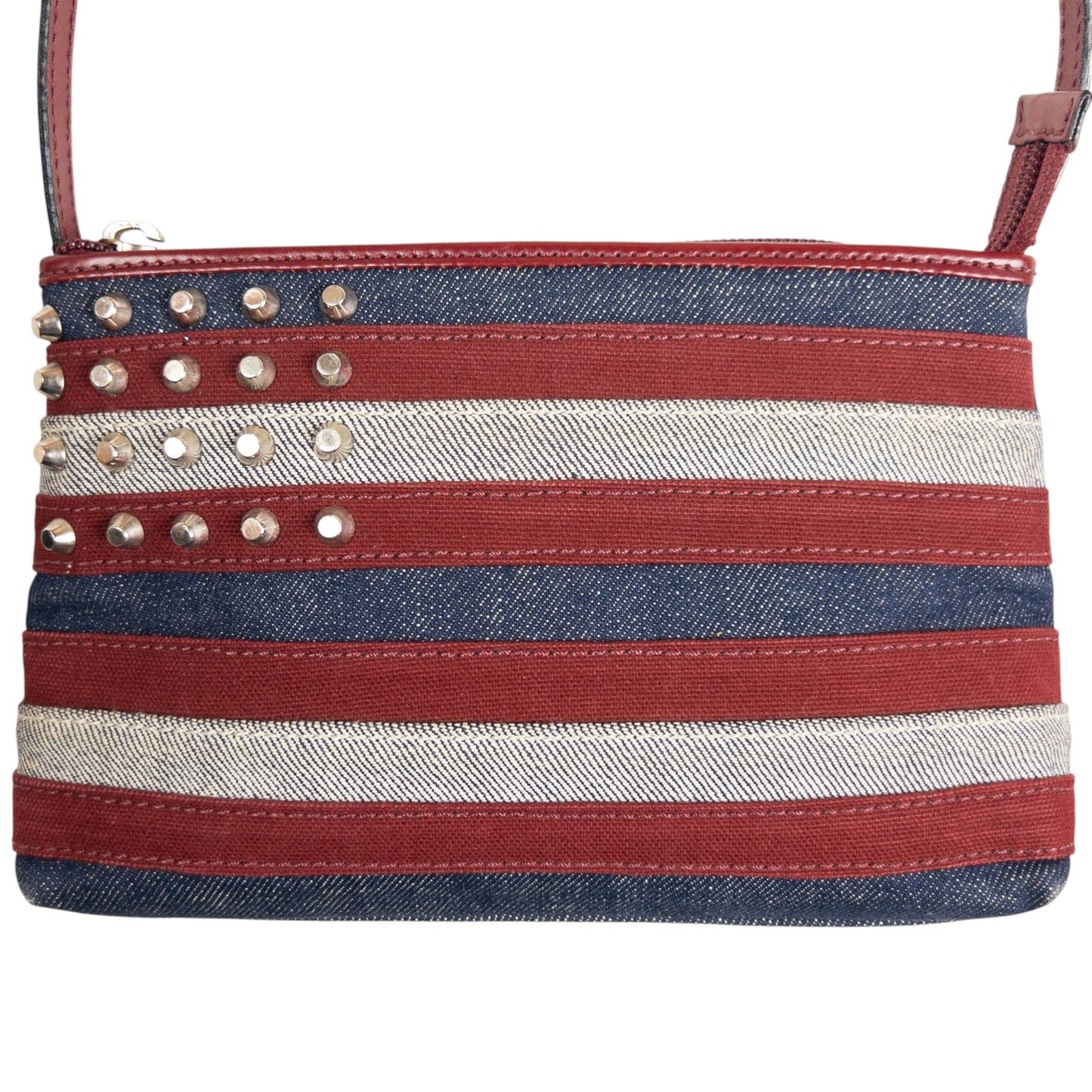 Vintage Burberry Studded Denim Flag Shoulder Bag