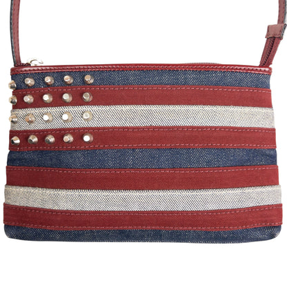 Vintage Burberry Studded Denim Flag Shoulder Bag