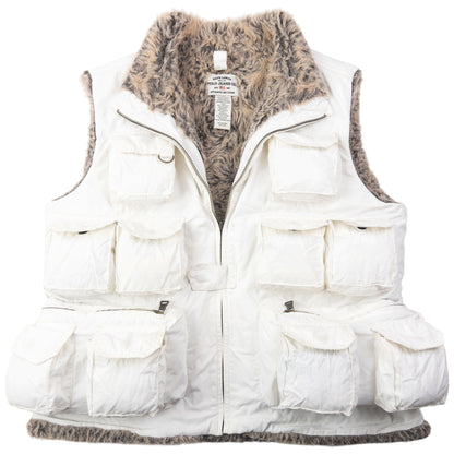 Vintage 2000s Ralph Lauren Multi Pocket Fur Lined Cargo Gilet Womens Size M