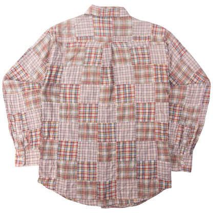 Vintage Stussy Patchwork Long Sleeve Button Up Shirt Size M