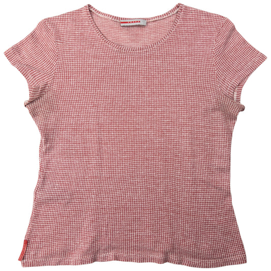 Vintage Prada Sport Houndstooth Baby Doll T Shirt Womens Size M