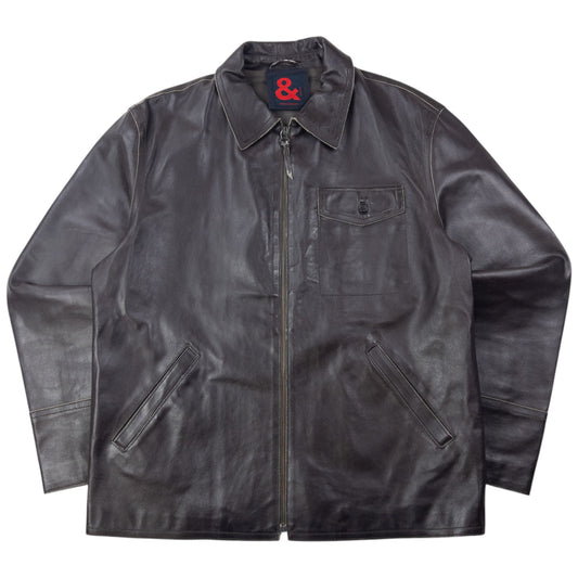 Vintage 2000s Dolce & Gabbana Zip Up Leather Jacket Size XL