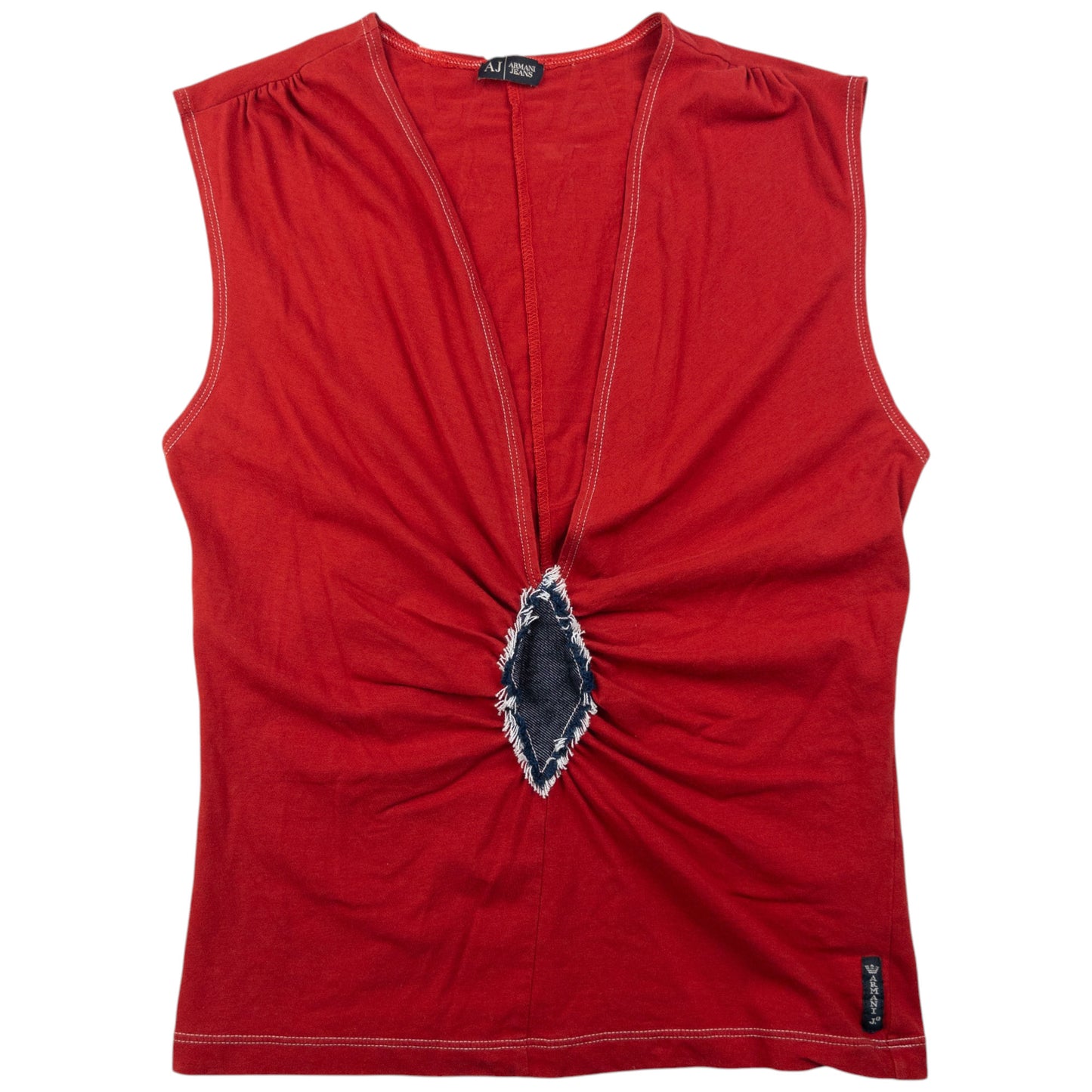 Vintage Armani Jeans Ruched Sleeveless Top Womens Size M
