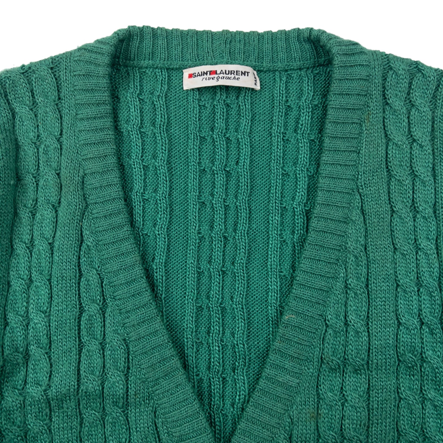Vintage 80s Saint Laurent Rive Gauche Cable Knit Cardigan Size S