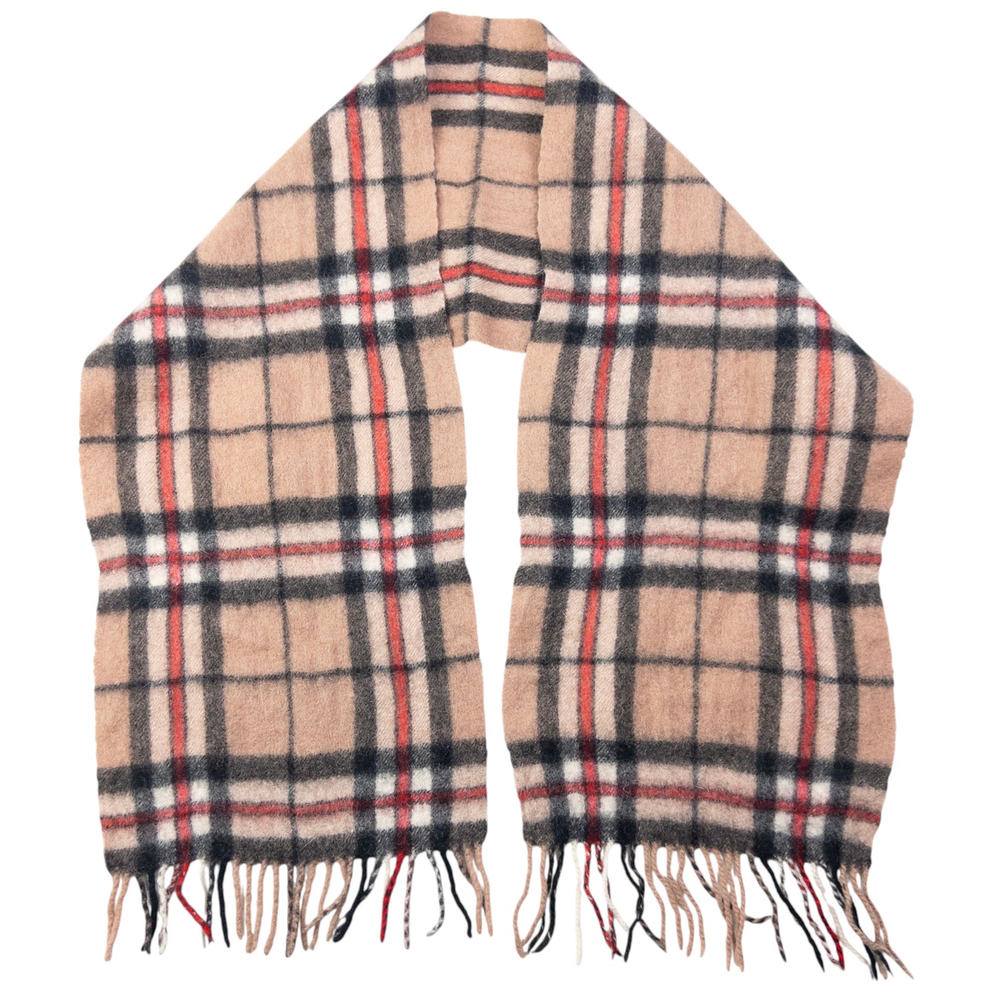 Vintage Burberry Nova Check Wool Tassel Scarf
