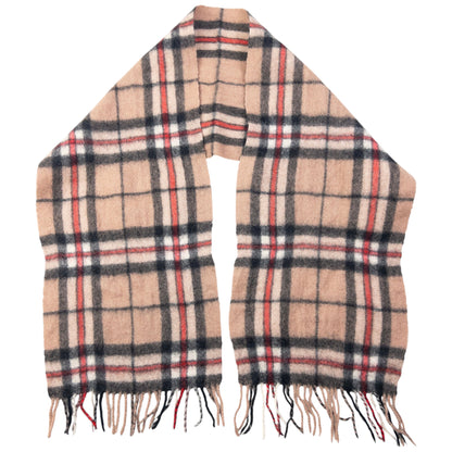 Vintage Burberry Nova Check Wool Tassel Scarf