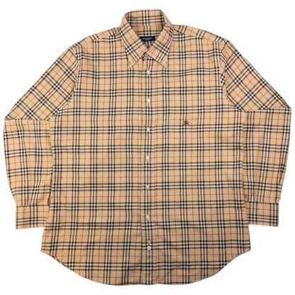 Vintage Burberry Nova Check Long Sleeve Button Up Shirt Size