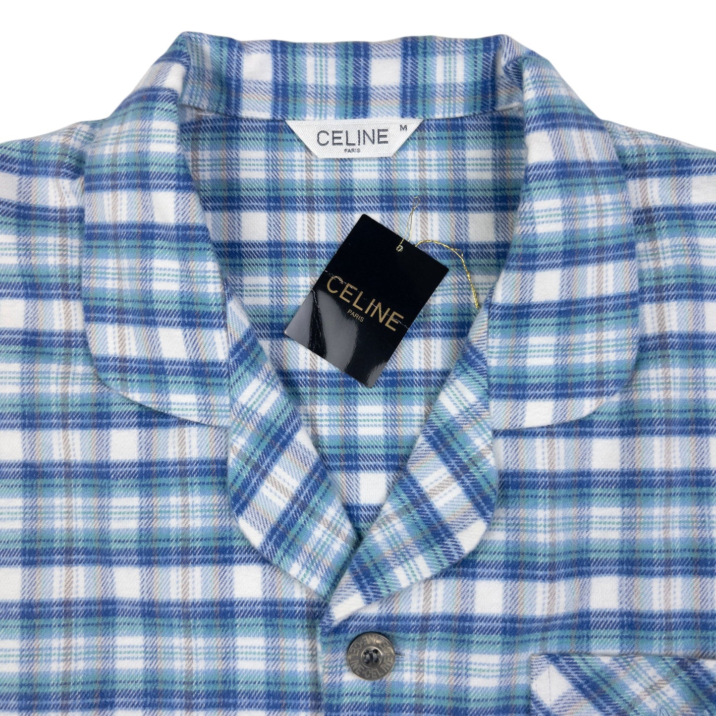Vintage Celine Checkered Long Sleeve Button Up Shirt Size M