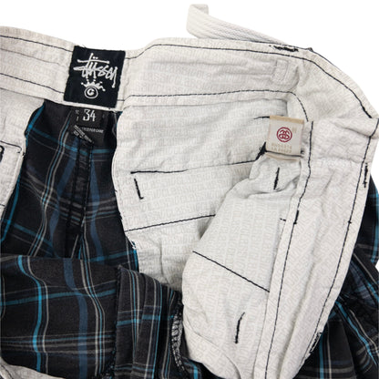 Vintage Stussy Checked Cargo Shorts Size W35