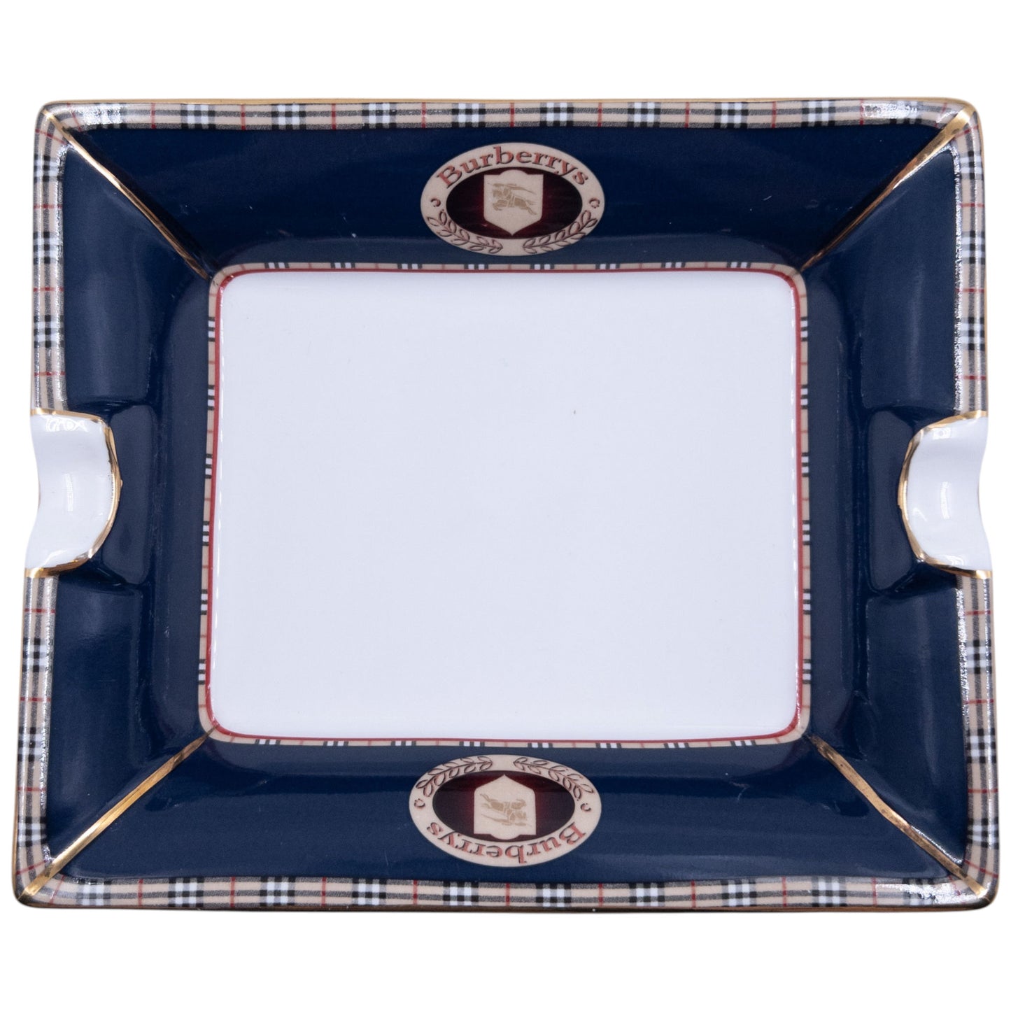 Vintage 90s Burberry Nova Check Fine Bone China Ashtray