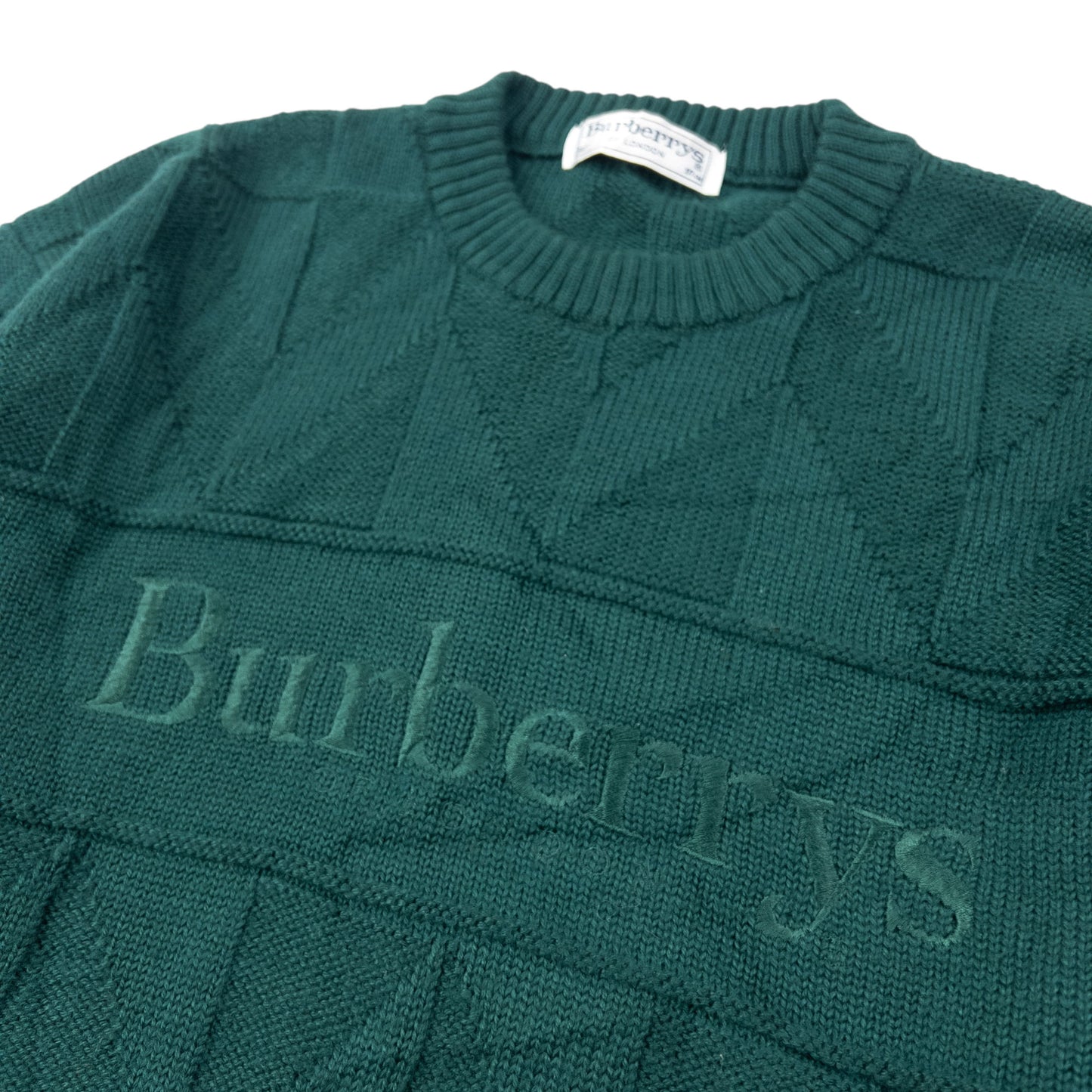Vintage 90s Burberry Embroidered Wool Knit Jumper Size S