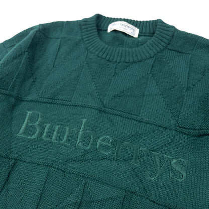 Vintage 90s Burberry Embroidered Wool Knit Jumper Size S