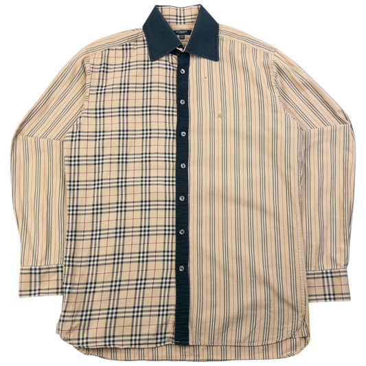 Vintage 2000s Burberry Nova Check Stripe Long Sleeve Button Up Shirt Size M