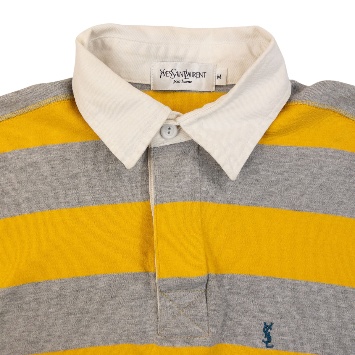 Vintage 2000s YSL Yves Saint Laurent Striped Long Sleeve Polo Shirt Size M