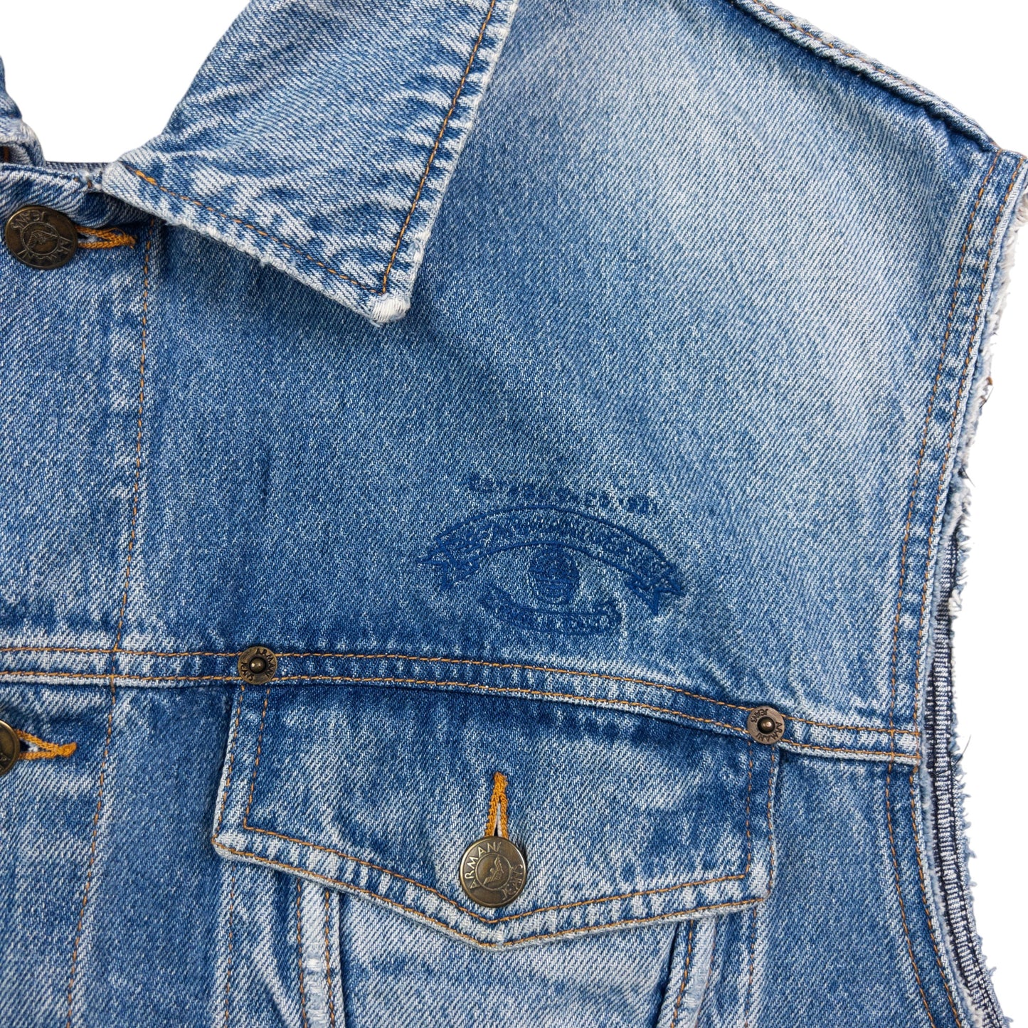 Vintage Armani Jeans Button Up Denim Vest Jacket Size M