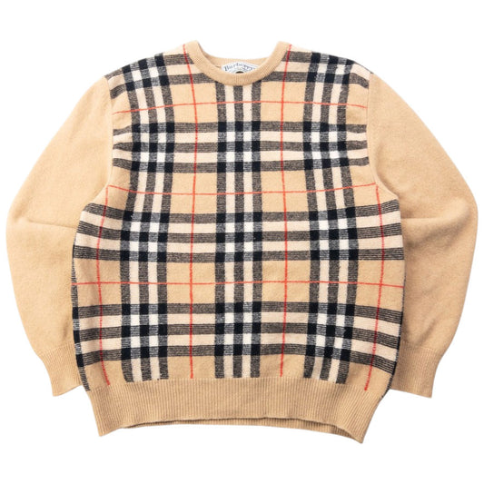 Vintage 90s Burberry Nova Check Wool Jumper Womens Size M
