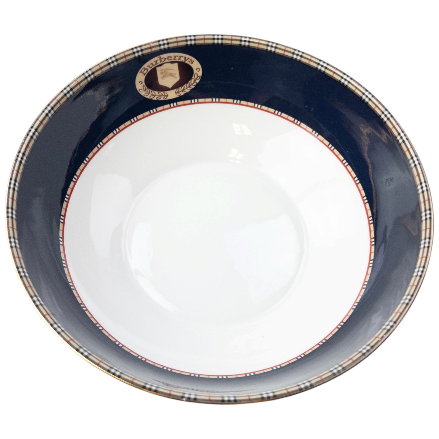 Vintage 90s Burberry Nova Check Fine Bone China Salad Bowl