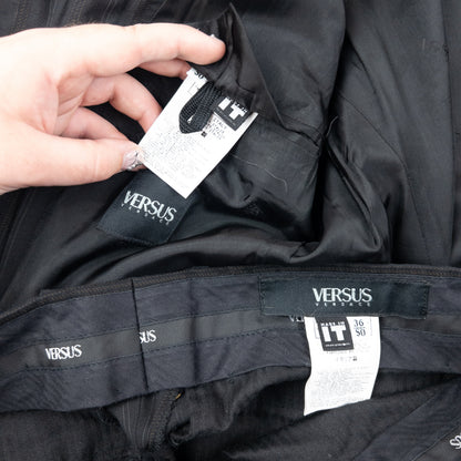 Vintage 2000s Versace Versus Pinstripe Jacket & Trousers Suit Set Size XL