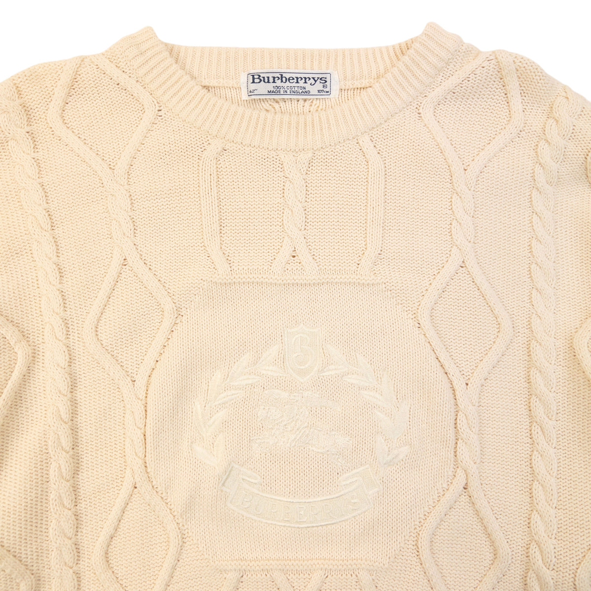 Vintage 90s Burberry Embroidered Knit Jumper Size L