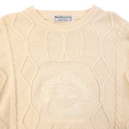 Vintage 90s Burberry Embroidered Knit Jumper Size L