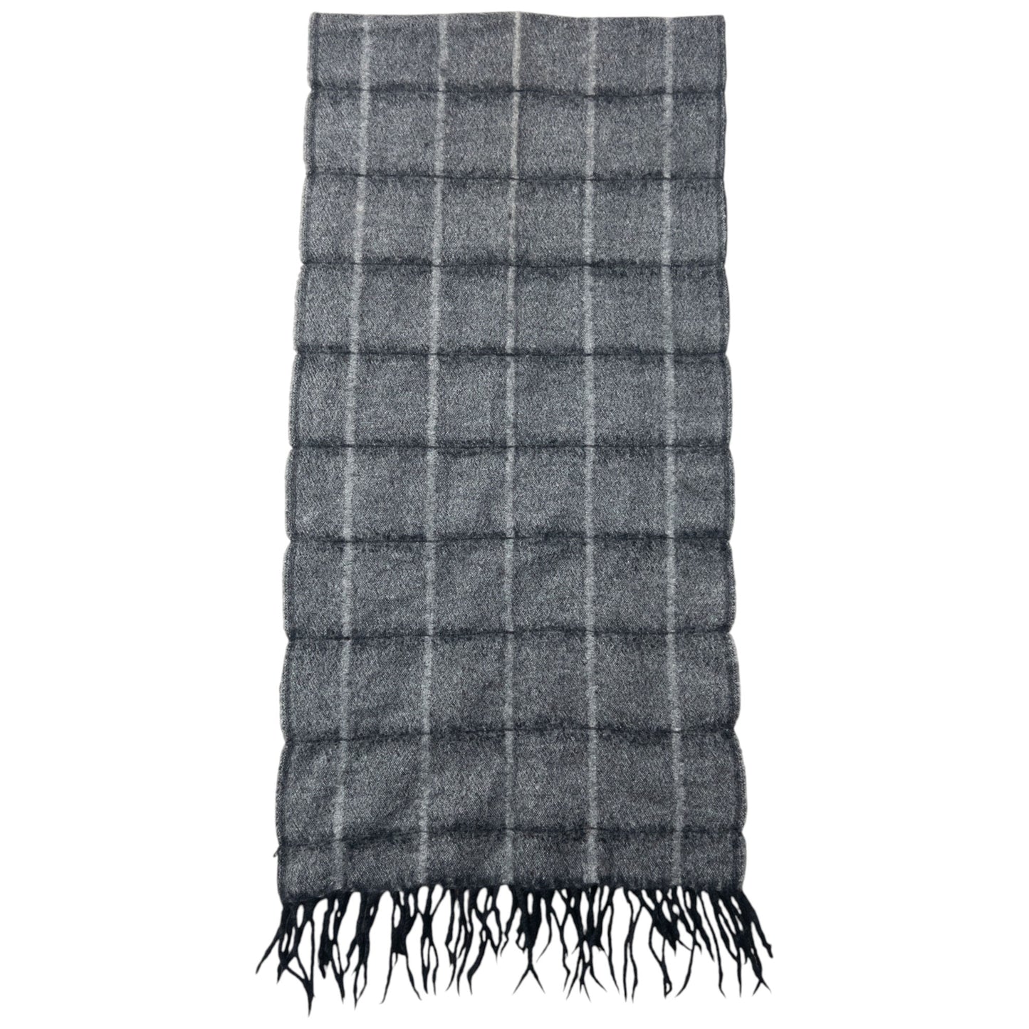 Vintage 2000s Issey Miyake Checkered Wool Tassel Scarf