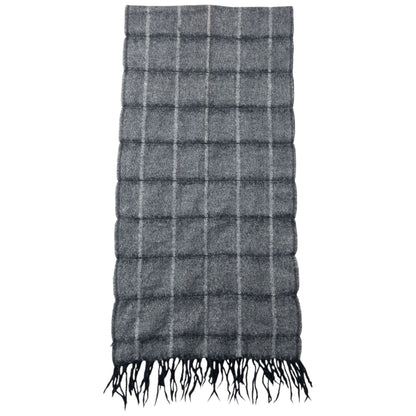 Vintage 2000s Issey Miyake Checkered Wool Tassel Scarf