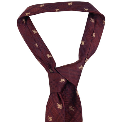 Vintage Burberry Nova Check Monogram Silk Tie