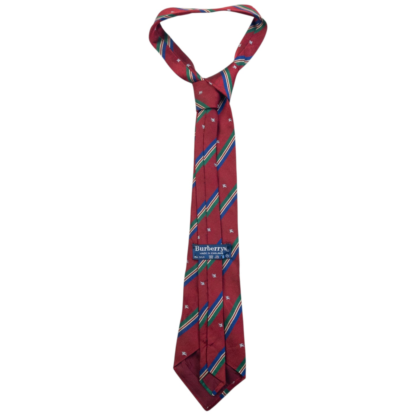 Vintage 80s Burberry Monogram Striped Silk Tie