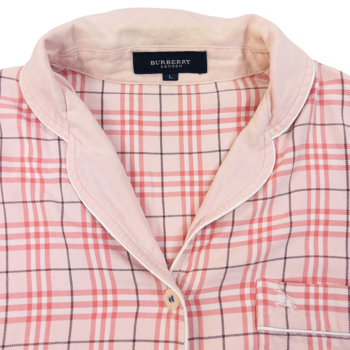 Vintage 2000s Burberry Nova Check Long Sleeve Button Up Pyjama Shirt Womens Size L