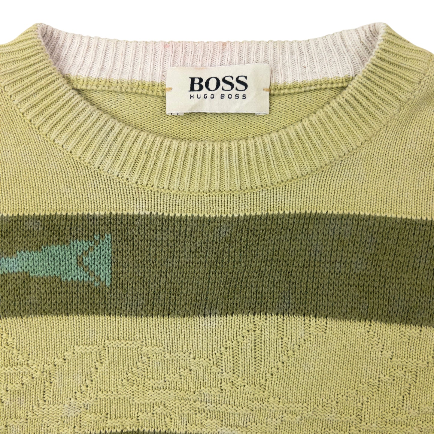 Vintage 80s Hugo Boss Striped Knit Jumper Size L